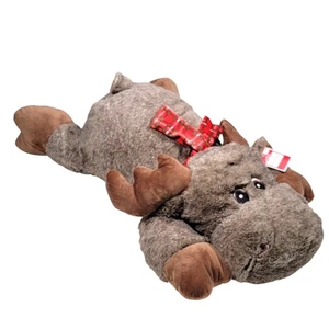 Holiday Time Floppy Pal Plush Reindeer 29" Brown Red Plaid Scarf Christmas Gift - Picture 1 of 8