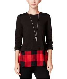 maison Jules Womens Layered Look Embellished T-Shirt, Black, X-Small - Picture 1 of 2