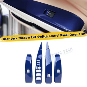 Blue ABS Door Lock Window Lift Switch Button Cover Set For Toyota Camry 2018-25 - Picture 1 of 10