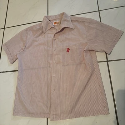 VTG Iolani Shirt Mens XL Stripe Embroidered Rockabilly Tiki 23.5x29.5 Hawaiian - Image 1 of 4