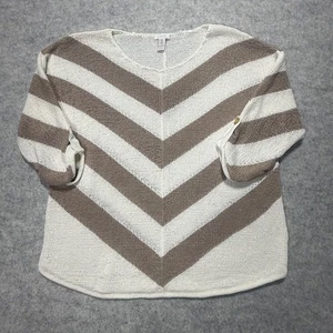 Chico’s Size 3 Open Knit Sheer Mesh Angel Arm Roll Tab Sweater Y2K Lightweight - Picture 1 of 9