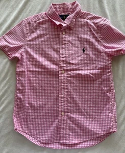 Ralph Lauren Polo Boys Pink/White Checked Short Sleeve Shirt size 7 - Picture 1 of 4