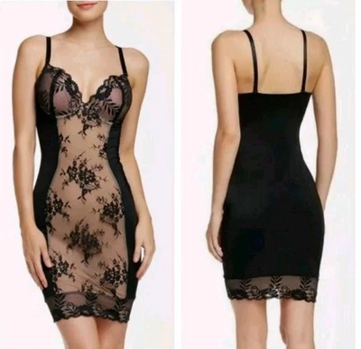  Heavenly Shapewear Heavenly Secrets Slip Control Lace Bra Large Black Nude 2X - Image 1 of 2