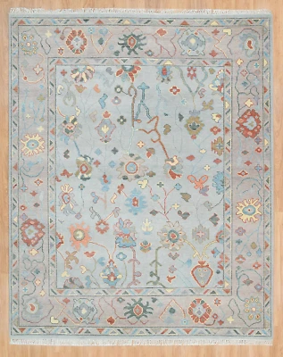 8X10 New Oushak Rug Contemporary Living Room Area Rug Hand Knotted Floral Rugs - Image 1 of 4