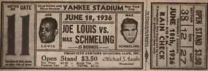 JOE LOUIS v MAX SCHMELING Yankee Stadium June 1936 Fight Ticket - reprint - Picture 1 of 1