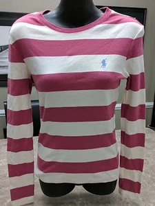  Ralph Lauren Sport Coral y Crema Rayas Cuello Redondo Suéter Pequeño - Imagen 1 de 4