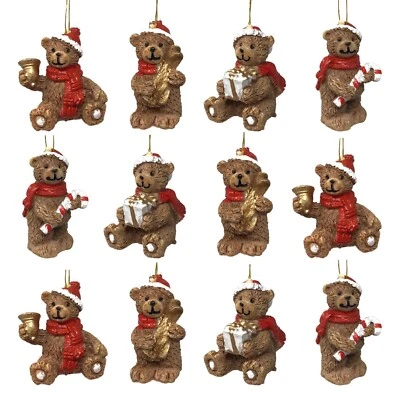 BANBERRY DESIGNS Christmas Tree Bear Ornaments - Assorted Poses Standing or Hanging - #2076
