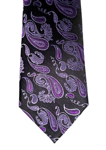 Purple Paisley tie pure silk by Michelsons of London 61 inches long - Picture 1 of 3
