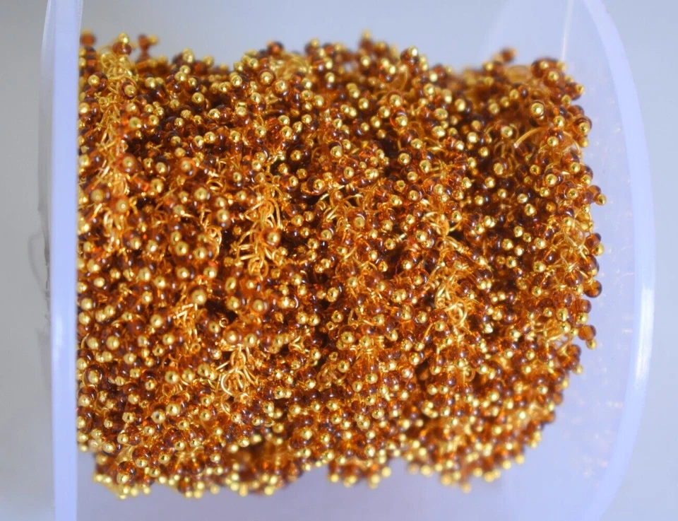 2mm Garnet Glass Beaded Jewelry Chain Bulk Roll – Thick Rosary Grapes Chain - Image 1 of 4