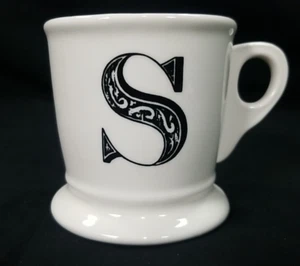 Anthropologie Coffee Mug Monogram "S” Cup White Black Letter Initial Alphabet - Picture 1 of 13