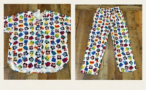 VTG 90s Disney Cartoon Mickey & Co. Mickey Mouse Flannel Pajama Set Size L/XL - Picture 1 of 11