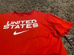 Nike Dri Fit red white swoosh USA United States t shirt Olympics World Cup M NYC