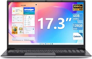 SGIN 17,3 Zoll Laptop 4GB RAM 128GB SSD bis zu 2.8GHz FHD IPS Computer Win 11 - Bild 1 von 11