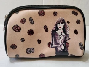 Sephora Izak Collection Makeup Bag Clutch Zipper 7x4.5 Peach Lipstick Girl Jewel - Imagen 1 de 5