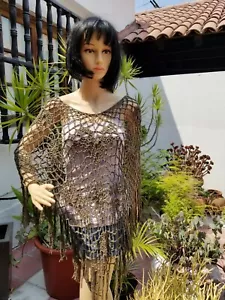Boho Chic Poncho, great for traveling, Cover Up, Chocolate Color - Picture 1 of 3