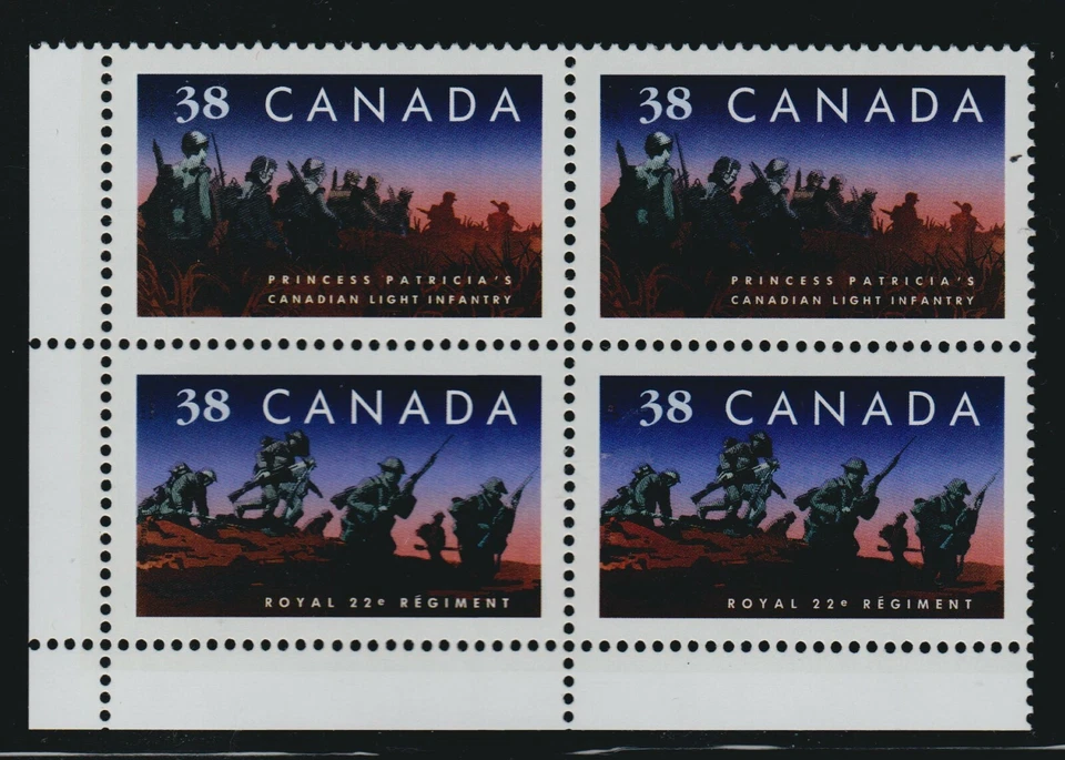1989 Canada SC# 1250a LL - Canadian Infantry Regiment - Plate Block M-NH # 3246 - Image 1 of 1