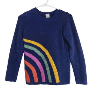 Hanna Anderson Navy Rainbow Sweater Size 12 Girl's Blue Sweater with Rainbow - Picture 1 of 7
