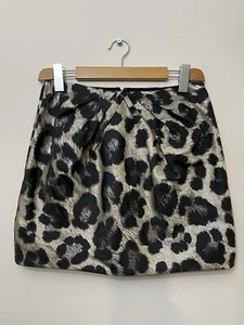 tibi skirt leopard print sparkle short pleated front black size 10 US4 - Picture 1 of 7