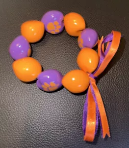 CLEMSON TIGERS Beaded Bracelet GAMEDAY JEWELRY Orange Purple - Picture 1 of 3