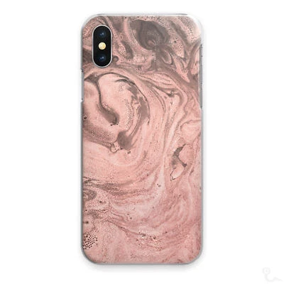PINK MARBLE PHONE CASE PEACH PINK SWIRL HARD COVER FOR APPLE SAMSUNG HUAWEI.. - Image 1 of 4