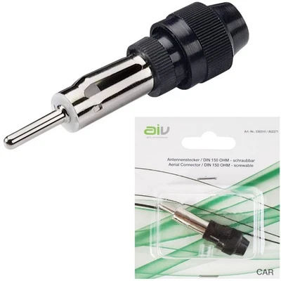 AIV Connettore Antenna DIN 150 Ohm Avvitabile Collegamento Montaggio Auto-Radio - Immagine 1 di 4