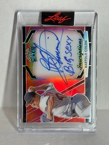 BARTOLO COLON 2024 LEAF METAL INSCRIPTIONS “BIG SEXY” ON CARD AUTO #/100 - Picture 1 of 2