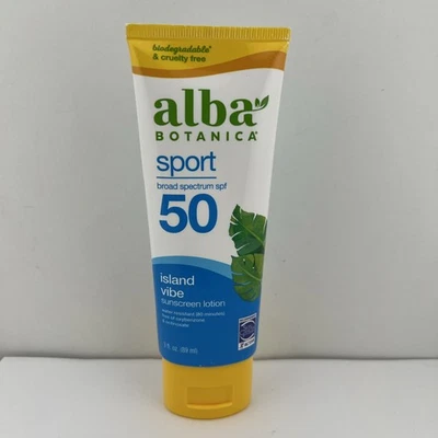 Loción protectora solar Alba Botanica SPORT FPS 50, Island Vibe, 3 fl oz - ¡NUEVA! Foto 1 de 3