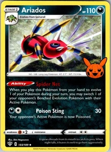 Ariados 103/189 Regular SWSH: Darkness Ablaze Stamped Trick or Trade Pokemon NM - Picture 1 of 2
