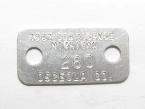 1962 Osceola County Michigan Dog Tax Tag License - #65041 - Picture 1 of 2