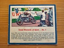 Quaker Oats cereal trade card: Great Moments of Sport no. 7 Geoff Duke