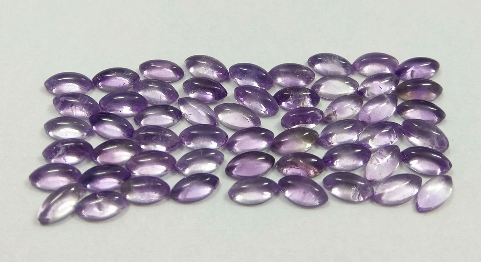 Lotto calibrato ametista viola naturale 11,35 ct cabochon marquise brillante ... - Immagine 1 di 4