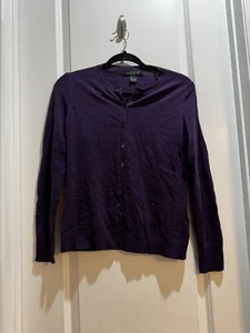 August Silk Purple Cardigan Buttons Long Sleeves Large Armpit To Armpit 18” - Picture 1 of 6