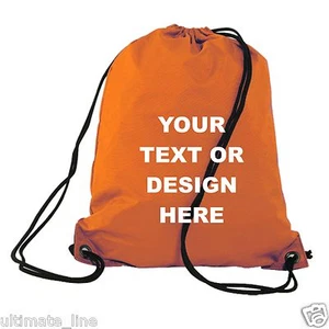 Personalised Orange Drawstring Bag Sack Gym PE Swim School Print - Picture 1 of 2