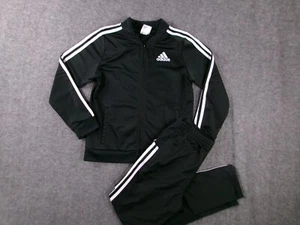 Adidas Tack Suit Youth Large Black Full Zip Jacket Sweatpants Running Jogging - Picture 1 of 22