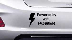 Powered By, Well, Power Autoaufkleber Aufkleber für Elektroautos schwarz - Bild 1 von 2
