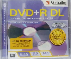 1 Rohling Verbatim DVD+R DL 6-fach 8,5 GB 240 min. Jewel Case OVP versiegelt NEU - Bild 1 von 4