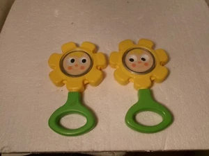 (2) Vintage 1973 Fisher Price #424 Flower Rattles - Picture 1 of 8