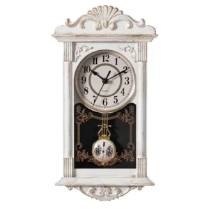 Clockswise Vintage Grandfather Wood-Looking Plastic Pendulum Decorative Battery- - Picture 1 of 12