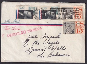 BAHAMAS: (18875) MISSENT BERMUDA (62X5MM) WHITE PLAINS POSTMARK/COVER 1969 - Picture 1 of 2
