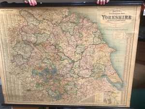 Bacon's Excelsior map of yorkshire school/library edition approx 120x90 cm nice - Picture 1 of 4