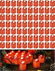 72 Pcs Wedding Glitter Flameless Votive Candles Battery Operated Fake LED Tea Li - Picture 1 of 12