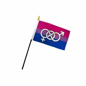 1 Dozen Bisexual Symbol Flags 4x6in Stick Flag Bi Pride LGBT Pride Flag - Picture 1 of 1