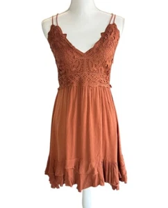 Chelsea & Violet Rust Asymmetrical Dress With Lace Bodice Size Small - Picture 1 of 7