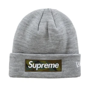 Supreme New Era Box Logo Beanie FW23 Heather Grey Camo Bogo | New | Sealed - Picture 1 of 3