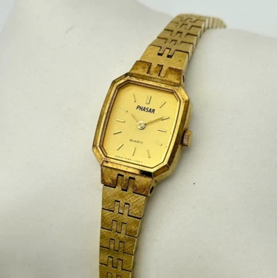 Винтажный 1980-х годов женщины PHASAR золотистый классический платье браслет часы, Y590-5850 - Изображение 1 из 4