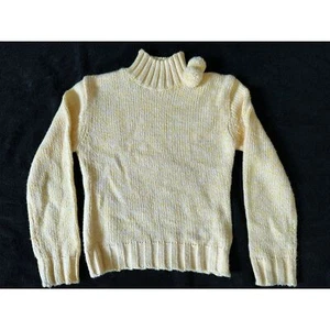 The Children's Place Butter Yellow Pom Pom Mock Neck Knit Sweater size L 10/12 - Picture 1 of 7