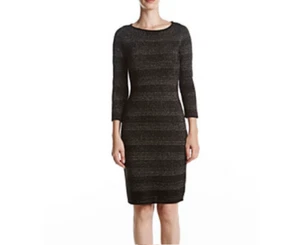 Calvin Klein Petite Metallic Mini-Striped Sheath Dress $134 Size PL # 8B 346 N - Picture 1 of 6