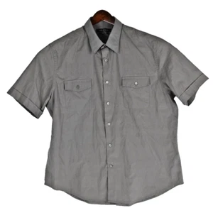 AXIST Mens Short Sleeve Button Shirt SLIM Grey/Grey Texture Plaid SIZE XXL 2X - Picture 1 of 5