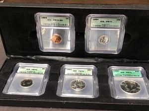 1964 Proof Set ICG Graded PR70 In Case Half Dollar, Quarter, Dime, Nickel, Penny - Picture 1 of 24