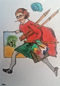 ACEO Original - Kunstmaler Nostalgie - Aquarell 2,5 x 3,5 signiert - Bild 1 von 4
